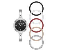 Anne Klein Ensemble montre bracelet et lunette interchangeable pour femme, argent/noir, AK/5111INST
