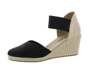 ANNE KLEIN Femme Zoey Sandale cale, Noir, 39 EU