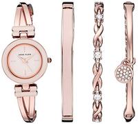 Anne Klein Women's Bangle Watch and Premium Crystal Accented Bracelet Set