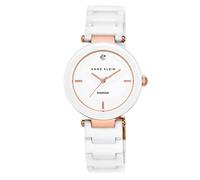 Anne Klein Montre Femme AK/1018RGWT – Quartz, cadran diamant véritable, bracelet céramique Blanc