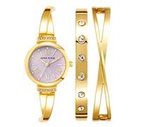 Anne Klein Women's Premium Crystal Accented Bangle Watch Set