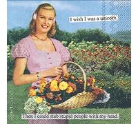 Anne Taintor Lot de 2 paquets de 20 serviettes à cocktail licorne | Design Technicolor Maiden des années 1950 | Thème I Wish I Was A Unicorn | 12,7 x 12,7 cm 3 plis | Par Anne Taintor | Encre non