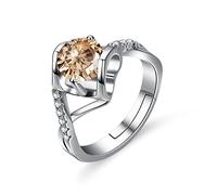 Anneau 925 Mesdames, sterling anneaux Femmes 925 Round Moissanite Champagne Anneaux ajustés Fashion Coeur Sterling Robes Singles Ring