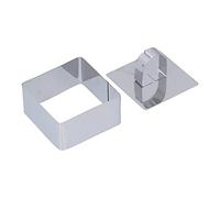 Anneau à Mousse Anneaux à Dessert -Gâteau Outil de Cuisson en Acier Inoxydable pour Créer des Apéritifs Salades Moulées Gâteaux Mousses et Desserts Argent 4cm 1pc (Carré)