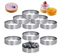 Anneau à tarte, ensemble d'anneaux à tarte, moule muffins ronds résistants la chaleur en acier inoxydable pour la cuisson 10 pièces 8 cm