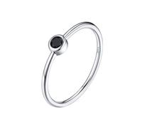 Anneau Argent Femme Bague Fine 925 Zirconium Chaine Doigt Zircone Cristal Fille Pierre Silver Ring Entourne Mignon bff Largeur 2mm Zironc Noir-Rond 52 Cadeau Noël Fête des Mères Saint Valentin