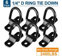 Anneau Arrimage en D Crochet Remorque Ancre de 1/4" de Diamètre pour Remorque, Camion, Bateau, Aamping-car, VTT, SUV, Voiture, Noir 6 pièces