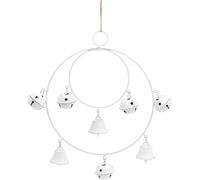 Anneau avec clochette, décoration de l'Avent, couronne de clochettes, couronne de porte, décoration de Noël, décoration en métal Blanc 22,5cm