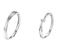 Anneau Bague Couple Bague Argent 925 Femme Alliance Argent Sterling Ruban de Möbius Réglable Populaire pour Femme Sœur Saint Valentin Bijoux