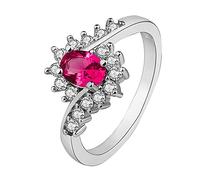 Anneau Bande Bijoux Et Pour Femme Bagues Brillantes Bagues Femme Strass Bagues Femme Bagues Porte-clés Bijoux (Red, 7)