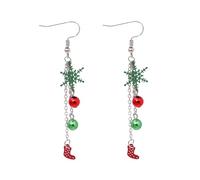 Anneau Boucle D'Oreille d'oreilles de noël pour femmes, cloche colorée, flocon de neige, arbre noël, nouvelle Embout Boucle D'Oreille (E, One Size)