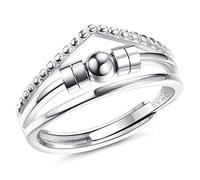 Anneau d'anxiété en argent Sterling 925 anneaux de Fidget réglables pour femmes hommes anxiété filature perle empilable Spinner anneau de bande (R4)