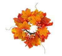 Anneau de bougie | 25 x 6 cm Couronne de bougies Feuilles d'érable | Bougeoir d'automne (7,6 cm) pour table à manger, décoration et dîner d'Halloween, mini guirlande pour bougies piliers