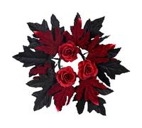 Anneau de bougie | 25 x 6 cm Couronne de bougies Feuilles d'érable | Bougeoir d'automne (7,6 cm) pour table à manger, décoration et dîner d'Halloween, mini guirlande pour bougies piliers