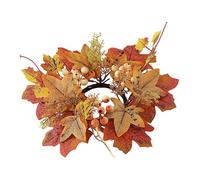 Anneau de bougie d'automne, couronnes d'anneaux de bougie d'automne, Le porte-anneau couronne de feuilles d'érable de 9,8 pouces célèbre le jour de la récolte, Bougeoir pilier petite couronne, couronn