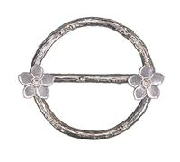 Anneau de Carré Ne M’Oublie Pas, Rond d’Écharpe Fleur, Fabrication Française en Étain, Made in France, par William Sturt aux Étains de Jumilhac.