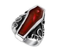 Anneau De Cercueil - Acier Inoxydable 0,94x0,94x0,67 Pouces | Bague De Motard Vampire Gothique | Bagues En Acier Inoxydable Pour Hommes Et Femmes, Bijoux Punk Rock, Accessoires De Mode Cool Pour