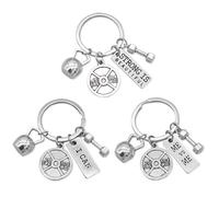 Anneau De Clés D'Haltères De Lettre 3 Pièces, Bague Clé De Sport Argenté Créative, Bague De Clé en Métal D'Entraînement, Accessoires De Clés Amusants, Petit Cadeau pour Les Amateurs De Fitness.