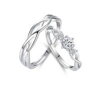 Anneau de couple Free Grave Ring for Men and Women Wedding, Couple de fiançailles Sterling Réglable, Round avec Infinity Promise Rings