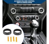 Anneau De Couvercle De Bouton DeDe Climatisation pour AC pour Ford pour Mustang 2015-2021 / Garniture Intérieure / Alliage D'Aluminium Élégant / 2 Pièces Noir.