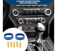 Anneau De Couvercle De Bouton DeDe Volume Audio Radio Média pour Ford pour Mustang 15-21 / Garniture Intérieure / Alliage D'Aluminium Élégant / 2 Pcs Bleu