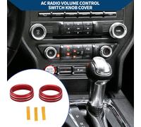 Anneau De Couvercle De Bouton DeDe Volume Audio Radio Média pour Ford pour Mustang 2015-2021 / Garniture Intérieure / Alliage D'Aluminium Élégant / 2 Pièces Rouge