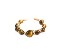 Anneau De Cuivre Tresse Pierre Oeil De Tigre en Pierre Naturelle, Bague D'Ouverture Réglable pour Femmes, Boho Déclaration Anneaux Simples, Cadeau Saint Valentin pour Femme Petite Amie