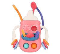 Anneau de Dentition à Corde à Tirer, Jouet d'activité Sensorielle pour Bébés de 0 à 12 Mois, avec 12 Boules en Silicone, pour le Développement de la motricité Fine, le Voyage et