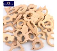 Anneau De Dentition En Bois De Hêtre, 10 Pièces, Licorne Oiseau Rongeur, Pendentif De Dentition Pour Bébé, Diy, Sucette, Produits, Jouets Pour Bébé