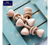 Anneau De Dentition En Bois De Hêtre Pour Bébé, Jouet, Hochet, Anneau De Dentition, Musical, À Mâcher, Gymnastique, Montessori, Poussette Pour Enfants, 1 Pièce