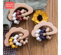 Anneau De Dentition En Bois Et Silicone Pour Bébé, Hochet Musical, Sans Bpa, Bracelet De Perles, Pendentif, Anneau De Gymnastique, Produit Montessori, Cadeau Pour Nouveau-Né, 1 Pièce