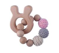 Anneau De Dentition En Bois Pour Bébé, 1 Pièce, Hochet, Animal Mignon, Hérisson, Perles Au Crochet, Artisanat En Bois, Anneau Gravé, Jouets Pour Bébé
