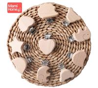 Anneau De Dentition En Bois Pour Bébé, 4 Pièces, Animal, Sucette, Accessoires De Qualité Alimentaire, Jouets À Mâcher, Diy, Chaîne De Sucette