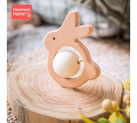 Anneau De Dentition En Bois Pour Bébé, Hochet Musical Sans Bpa, Perles En Bois, Pendentif Sucette, En Hêtre, Lapin, Rongeur, Animal, Accessoires, Marchandises, 1 Pièce
