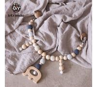 Anneau De Dentition En Bois Pour Lit De Bébé,Hochets Suspendus Jouet Faire Du Bruit Oiseau Éléphant Forme Crochet Perles Bracelet Landau Clip Bébé Hochet - Type Elephant Chain