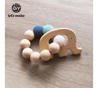 Anneau De Dentition En Bois Pour Lit De Bébé,Hochets Suspendus Jouet Faire Du Bruit Oiseau Éléphant Forme Crochet Perles Bracelet Landau Clip Bébé Hochet - Type Elephant Bracelet