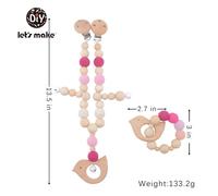 Anneau De Dentition En Bois Pour Lit De Bébé,Hochets Suspendus Jouet Faire Du Bruit Oiseau Éléphant Forme Crochet Perles Bracelet Landau Clip Bébé Hochet - Type Bird Set