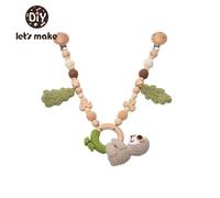 Anneau De Dentition En Bois Pour Lit De Bébé,Hochets Suspendus Jouet Faire Du Bruit Oiseau Éléphant Forme Crochet Perles Bracelet Landau Clip Bébé Hochet #N