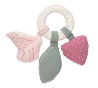 Anneau de dentition en caoutchouc naturel papillon rose TU