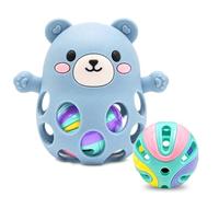 Anneau de Dentition en Petit ours pour Bébéen Silicone de Qualité Alimentaire, Jouet Bébé 3 Mois, Sensorielle Montessori Jouet Éveil Bébé 3 6 9 12 Mois Fille Garçon(Gris bleu)