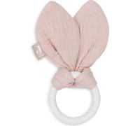 Jollein Anneau de dentition pour bébé - Oreilles de lapin sauvage - Rose sauvage - Coton - Anneau en silicone - Aide à la dentition - Jouet pour bébé