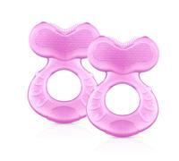 Anneau de dentition en silicone Nuby TeeThe-EEZ avec poils et tui hygi nique rose (lot de 2)