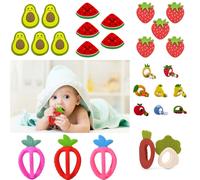Anneau De Dentition En Silicone Pour Bébé, 5 Pièces, Perles, Fruits, Petite Tige, Rongeur, Qualité Alimentaire, Diy, Sucette, Chaîne, Bracelet D'allaitement, Produit Pour Bébé