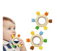 Anneau de dentition en silicone pour bébé de 0 à 12 mois - Hochets de dentition - Sans BPA - Jouet à mâcher pour bébé - Bracelet à six doigts - Cadeau neutre pour nouveau-né