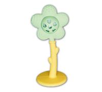 Anneau de dentition et hochet 2 en 1, pour bébé, jouet de dentition, en silicone ABS, sans BPA, 1 pièce (vert pousse, jaune pollen)