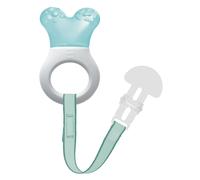 Anneau de dentition MAM Mini Cooler avec clip pour gar on (2 mois et plus), 1 unit , blanc/bleu