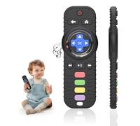 Anneau de dentition pour bébé, Jouet telecommande bebe, 1 Anneau de dentition télécommandé en silicone, sans BPA, Stimule et masse les gencives douloureuses, Cadeaux pour bébés dès 3 mois (Noir)