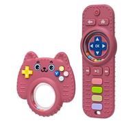 Anneau de dentition pour bébé, Jouet telecommande bebe, 2 Anneau de dentition télécommandé en silicone, sans BPA, Stimule et masse les gencives douloureuses, Cadeaux pour bébés dès 3 mois