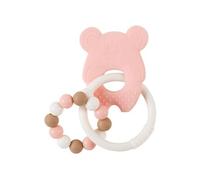 Anneau de dentition Souris - 100% silicone - Rose, blanc et beige