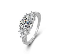 Anneau de fiançailles de promesse de femmes Radiant Coupe 925 Sterling Silver Diamond Cubic Zirconia CZ 7-Stone Mossamite Anniversaire Anniversary Anniversity Ring Christmas Gift (7#)